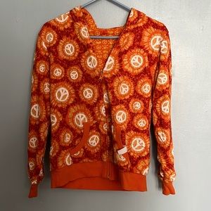 No Boundaries Orange Peace Sign Hoodie Full Zip Up